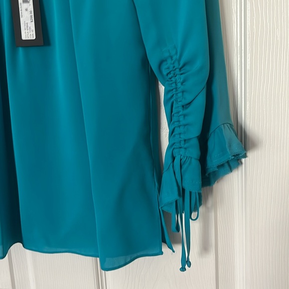 NWT $298 Kobi Halperin Green 3/4 Sleeve  silk Blouse size XS - Picture 5 of 11